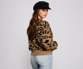 Pullover mit Rundhalsausschnitt und Leopardenmuster